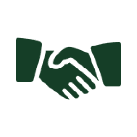 Icon of two hands shaking, symbolizing agreement or partnership.